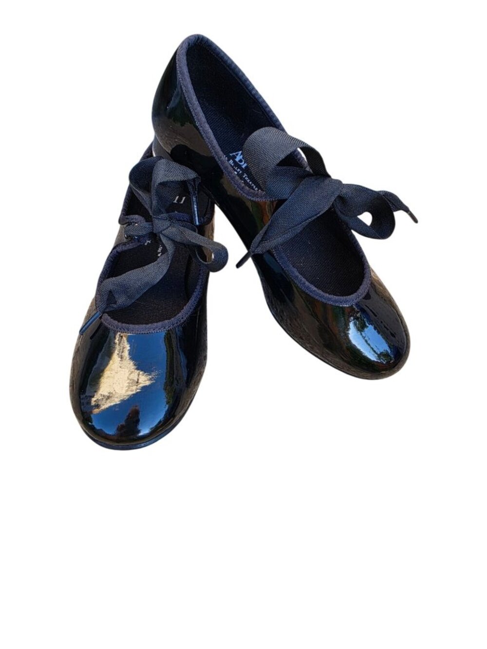 ABT American Ballet Theatre Spotlights Girls Black Patent Tap Shoes Size 11